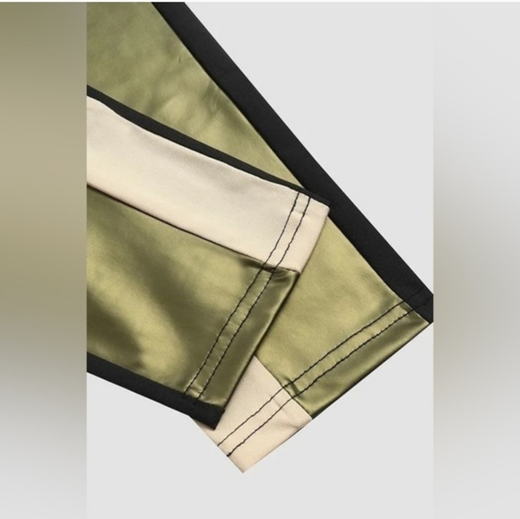 Flamingo Urban Contrast Panel Zipper Detail Faux Leather Moto Pants SzL - Picture 11 of 16